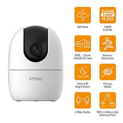IMOU 360° 1080P Full HD Security Camera, Human Detection, Motion Tracking, 2-Way Audio, Night Vision WIFI, Alexa Google Assistant, Up to 256GB SD Card Support