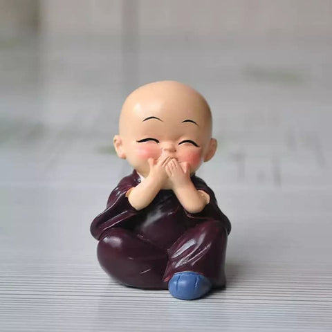 Set of 4 Cute Mini Buddha Monk Idols -Decor Items For Home ,Car and Table Top