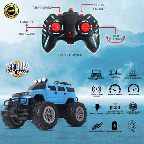Off Roader Rechargeable Remote Control Monster Truck for Kids & Adults