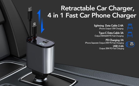 Fast Mobile Charger for Car Retractable  Best Selling