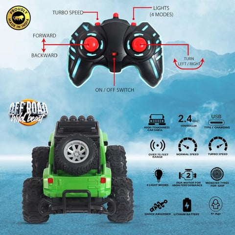 Off Roader Rechargeable Remote Control Monster Truck for Kids & Adults