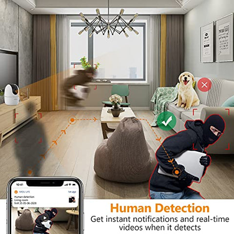 IMOU 360° 1080P Full HD Security Camera, Human Detection, Motion Tracking, 2-Way Audio, Night Vision WIFI, Alexa Google Assistant, Up to 256GB SD Card Support