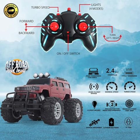 Off Roader Rechargeable Remote Control Monster Truck for Kids & Adults
