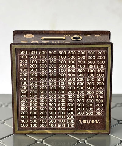 Wooden Money Saving Box | 1,00,000 Savings Challenge Piggy Bank |