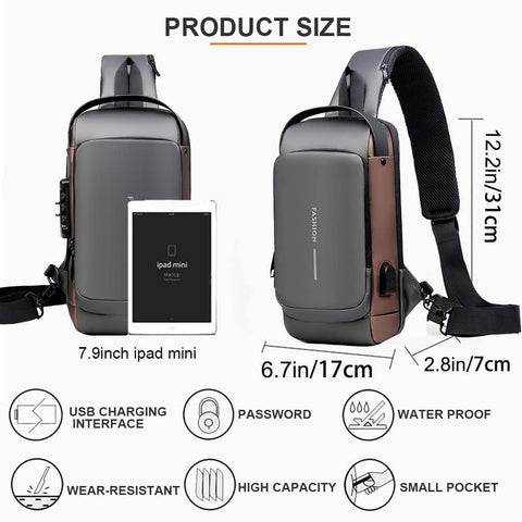Crossbody Bag with USB Charging, Waterproof & Anti Theft