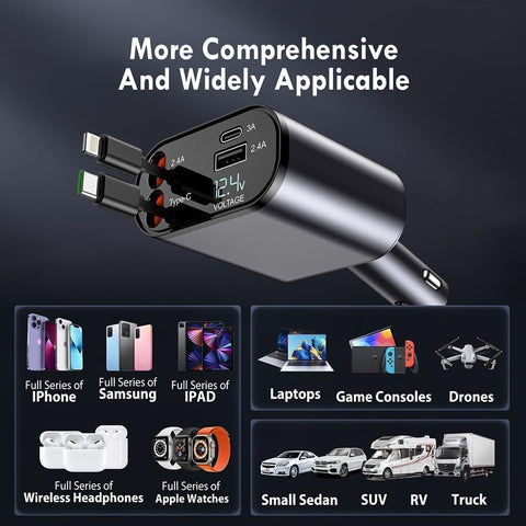 Fast Mobile Charger for Car Retractable  Best Selling