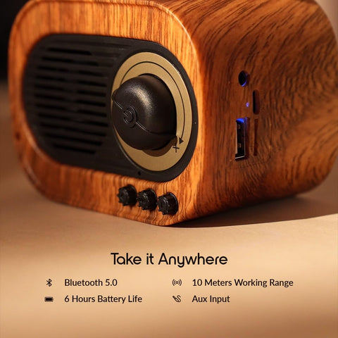Vintage Gramophone Bluetooth Speaker: Portable with Hands-Free Calling, 6 Hours Battery Life