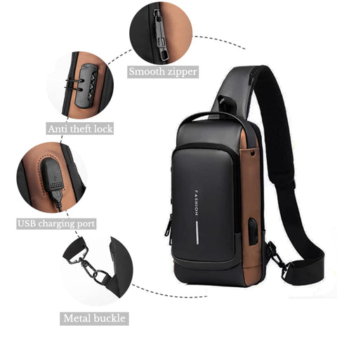 Crossbody Bag with USB Charging, Waterproof & Anti Theft