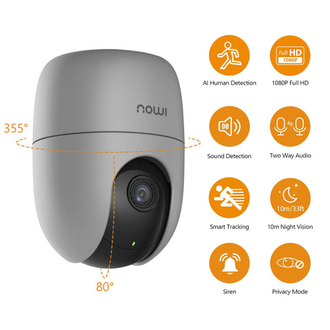IMOU 360° 1080P Full HD Security Camera, Human Detection, Motion Tracking, 2-Way Audio, Night Vision WIFI, Alexa Google Assistant, Up to 256GB SD Card Support