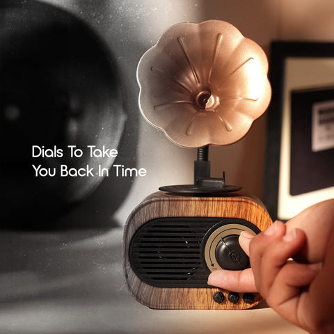 Vintage Gramophone Bluetooth Speaker: Portable with Hands-Free Calling, 6 Hours Battery Life