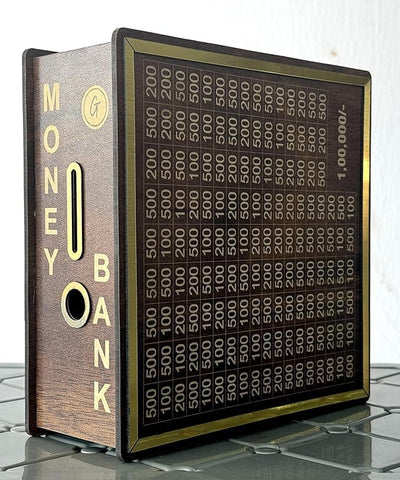 Wooden Money Saving Box | 1,00,000 Savings Challenge Piggy Bank |