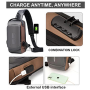 Crossbody Bag with USB Charging, Waterproof & Anti Theft