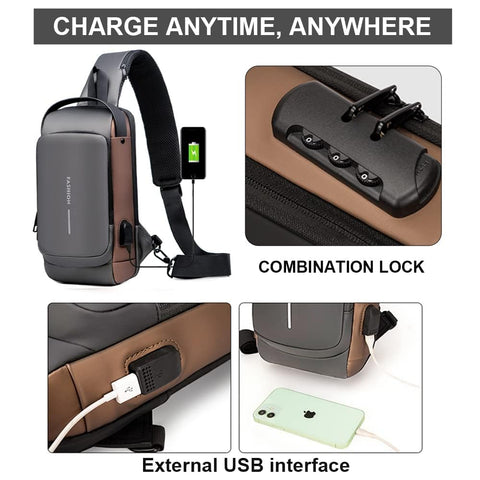 Crossbody Bag with USB Charging, Waterproof & Anti Theft