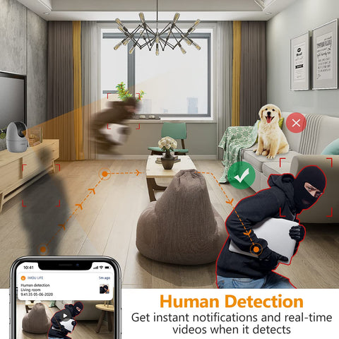 IMOU 360° 1080P Full HD Security Camera, Human Detection, Motion Tracking, 2-Way Audio, Night Vision WIFI, Alexa Google Assistant, Up to 256GB SD Card Support