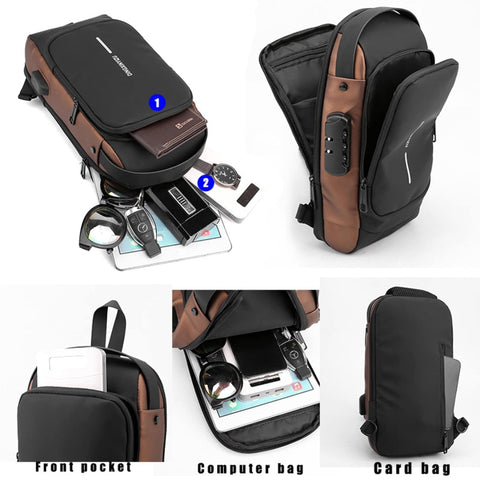 Crossbody Bag with USB Charging, Waterproof & Anti Theft
