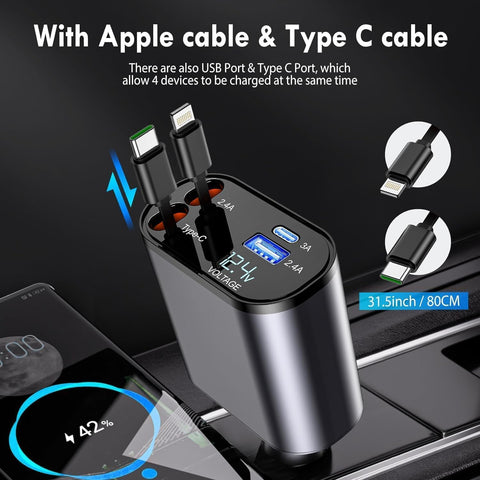 Fast Mobile Charger for Car Retractable  Best Selling