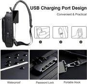 Crossbody Bag with USB Charging, Waterproof & Anti Theft