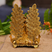 Radha Krishna Idol Showpiece with Diya  Golden Metal (Janmashtami Special)